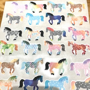 Fantasie bunte Pferd Pony Aufkleber 2 Größen