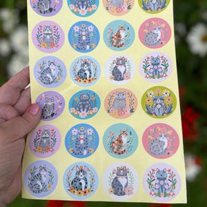 24 stickers chats floraux brillants, fleurs bohème victorien