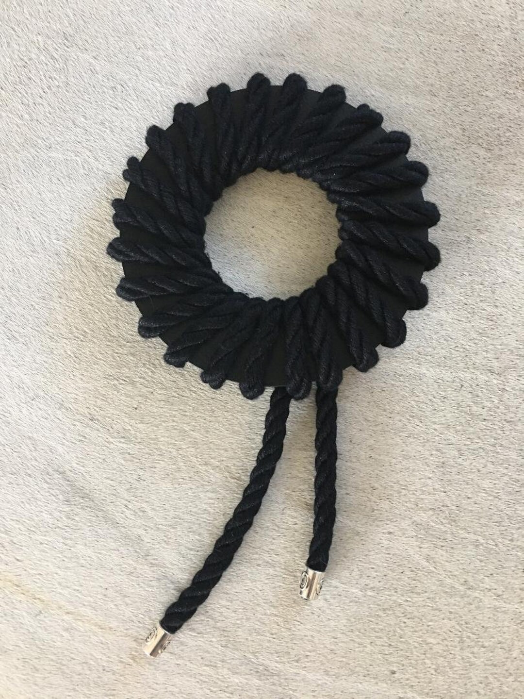 Extravagant Black Rope Bracelet XL With Black 6 in Diameter Wood Ring ...