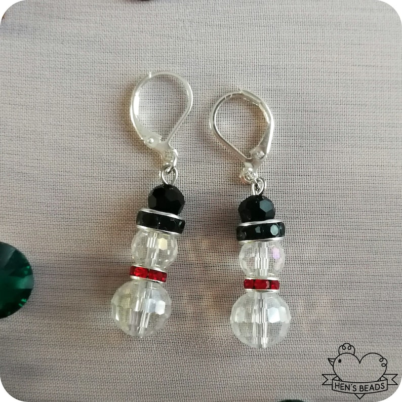 Frosty the Snowman Handmade Beaded Earrings Christmas Jewelry Secret Santa FREE UK Delivery!