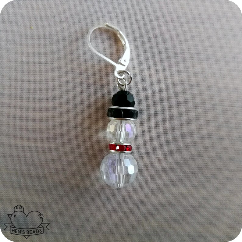 Frosty the Snowman Handmade Beaded Earrings Christmas Jewelry Secret Santa FREE UK Delivery!