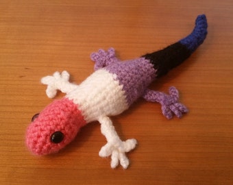 Genderfluid Pride Gecko Amigurumi Crochet Toy
