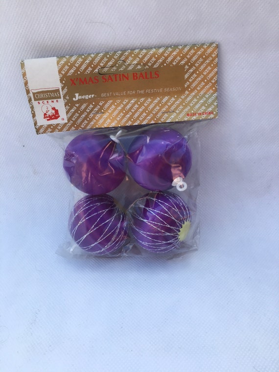 Nos Vintage Purple Christmas Baubles Vintage Holiday Etsy