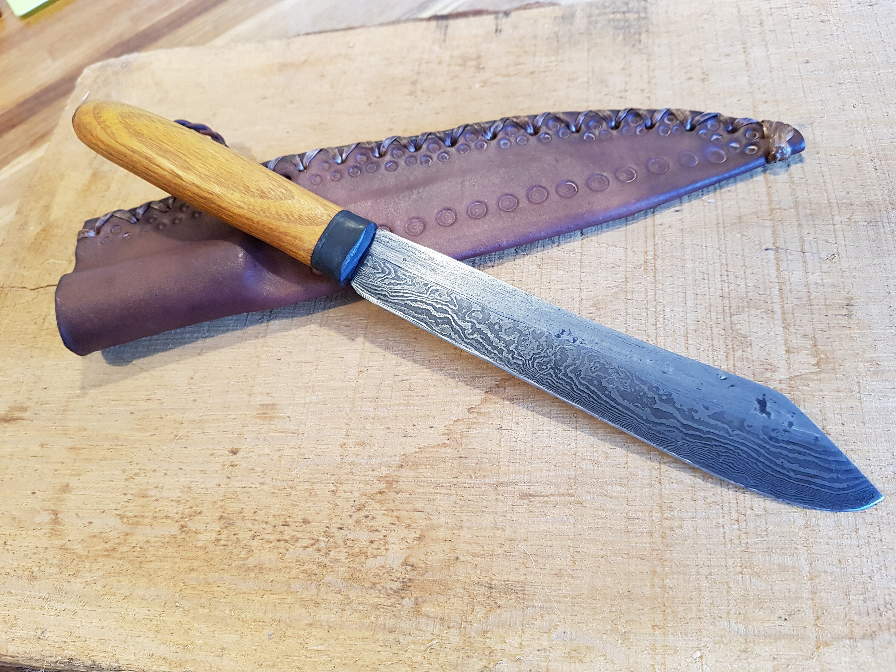 Hand Damascus Steel Medieval Eating/utility Knife With Etsy
