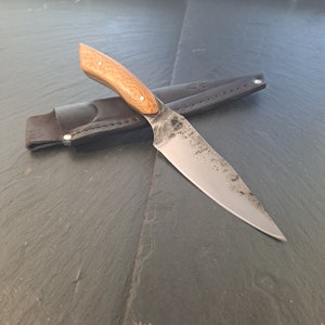 Hand forged bushcraft/camp companion with sheath