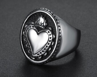 Anello UOMO Righe Argentato Nero in ACCIAIO Inox Stainless Steel Vintage Dark