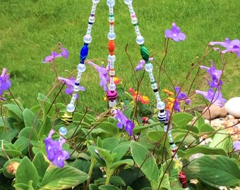 Striped Beaded Hanging Basket Wire