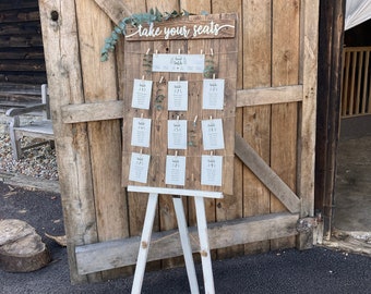 PERSONALISED Wedding table plan | rustic wooden table plan board | Wedding seating plan | Hand-painted | Handmade | Barn/rustic wedding