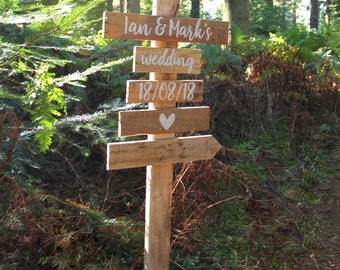 Signpost for Weddings/Events, Directional signpost, Rustic Wooden Handmade, Wedding Signpost, Customisable, Wedding Signage, Rustic wedding