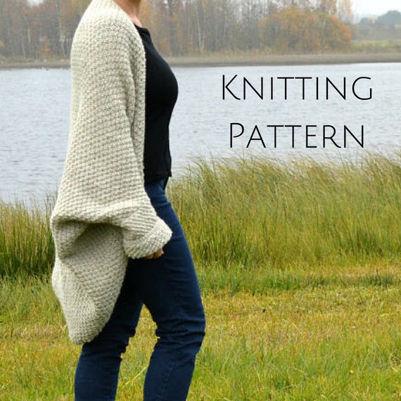Cocoon cardigan pattern easy sweater pattern DIY knitting Etsy