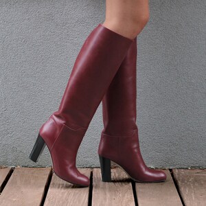 Burgundy leather boots clearance