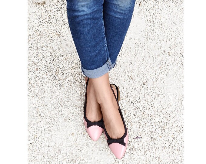 pink leather flats womens