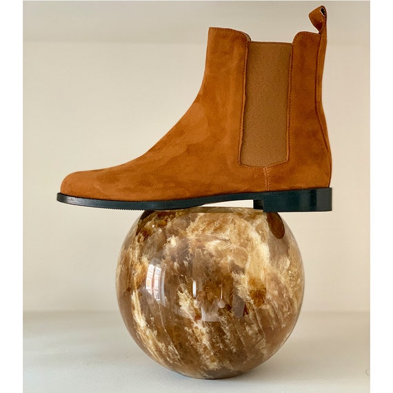 Chelsea Boots plat suède beige Chelsea laarzen vrouwen leer - Etsy België