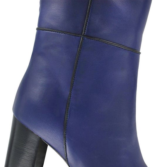 bottes cuir bleu
