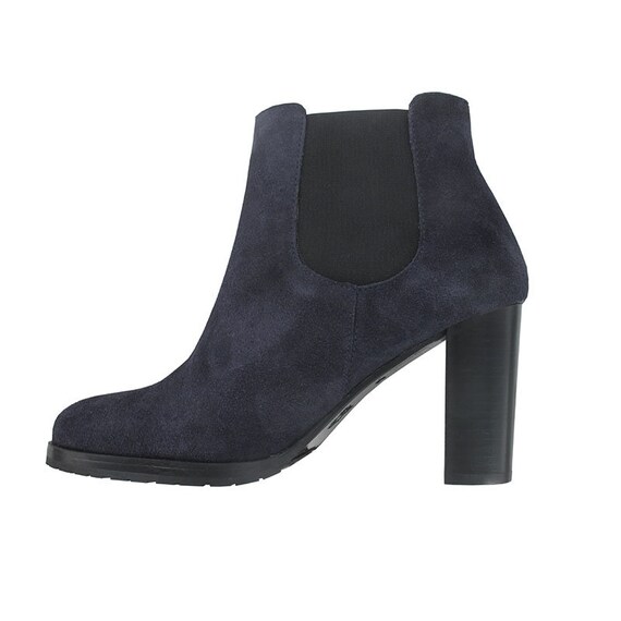 Navy Chelsea Boots Blue Leather Chelsea Boots Women Leather Etsy