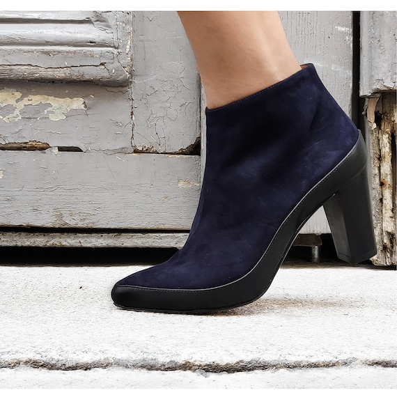 navy suede ankle boots womens