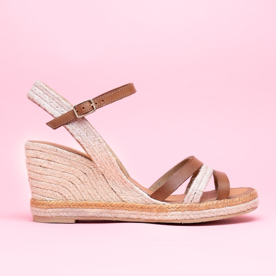 Camel leather low heel wedge espadrilles women leather espadrilles wedge camel leather women wedge sandals Camel low heel wedge sandal