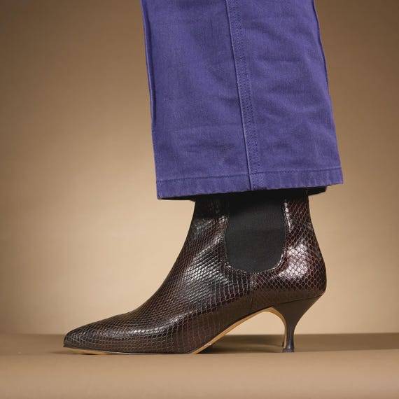 Botines Chelsea Para Mujer Con Tacón De Gatito Y Punta De Punta - Piel Sintética, Cremallera Trasera, Suela De Goma, Estilo Vintage