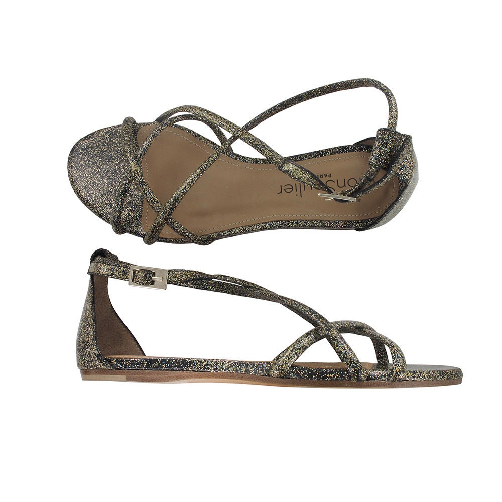 glitzy flat sandals