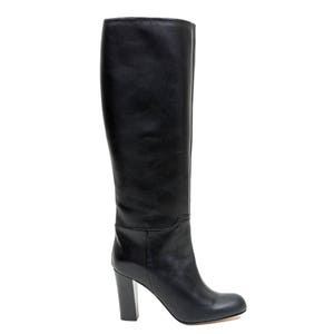 Black Leather Knee High Boots, Women Black Knee High Boots, Black