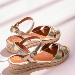 Rose gold espadrilles wedges sale