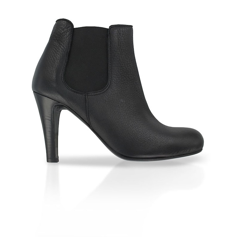 Black chelsea boots, black ankle boots, heel boots, women leather ankle boots, Boots made in Italy, Designed in Paris, Nicolas image 2