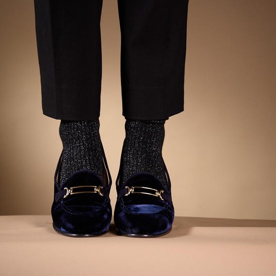 navy blue velvet dress shoes Men's Velvet Loafer/Slipper Shoe Plain Navy Blue