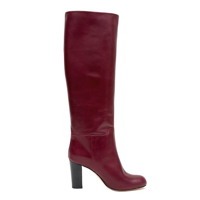 burgundy over the knee flat boots