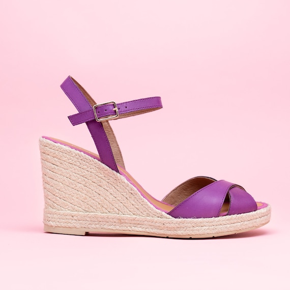 Purple espadrille wedges on sale
