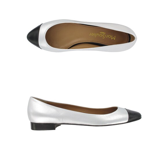 silver pointed ballet flats