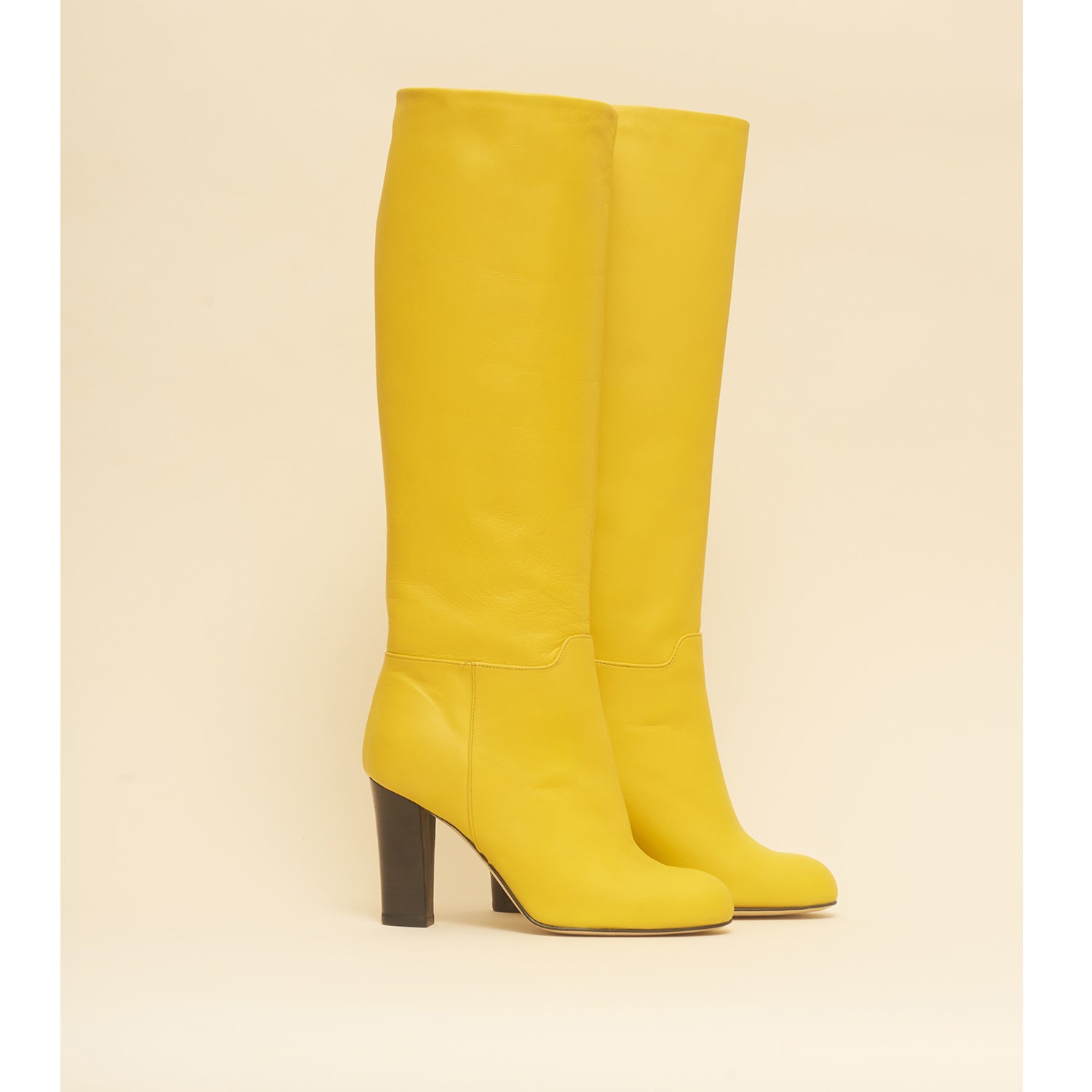 Yellow Leather Knee High Boots, Women Leather High Boots Yellow Leather Knee High Boots, Women Leather High Boots