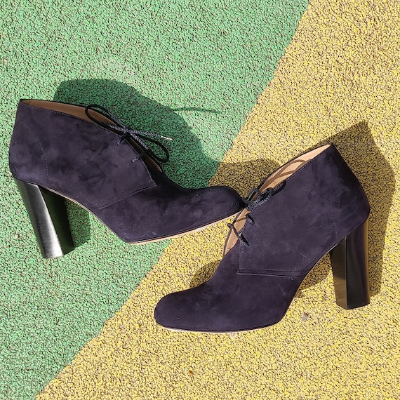 Navy blue lace up ankle boots Navy 