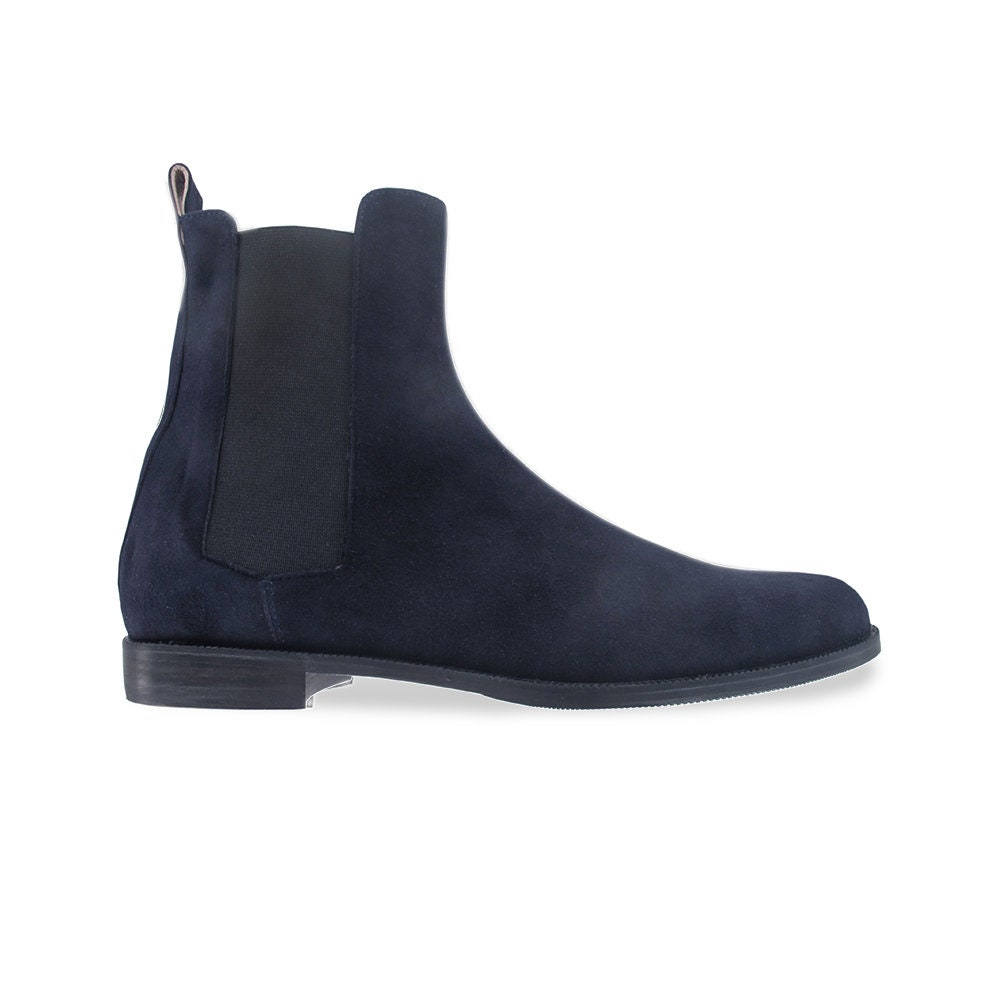 Eksisterer Stationær utålmodig Navy Blue Woman Flat Chelsea Boots Navy Suede Leather Chelsea - Etsy