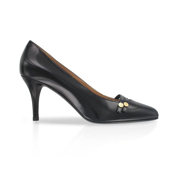 Puntige zwarte leren pumps naaldhak lederen pumps zwart - Etsy België