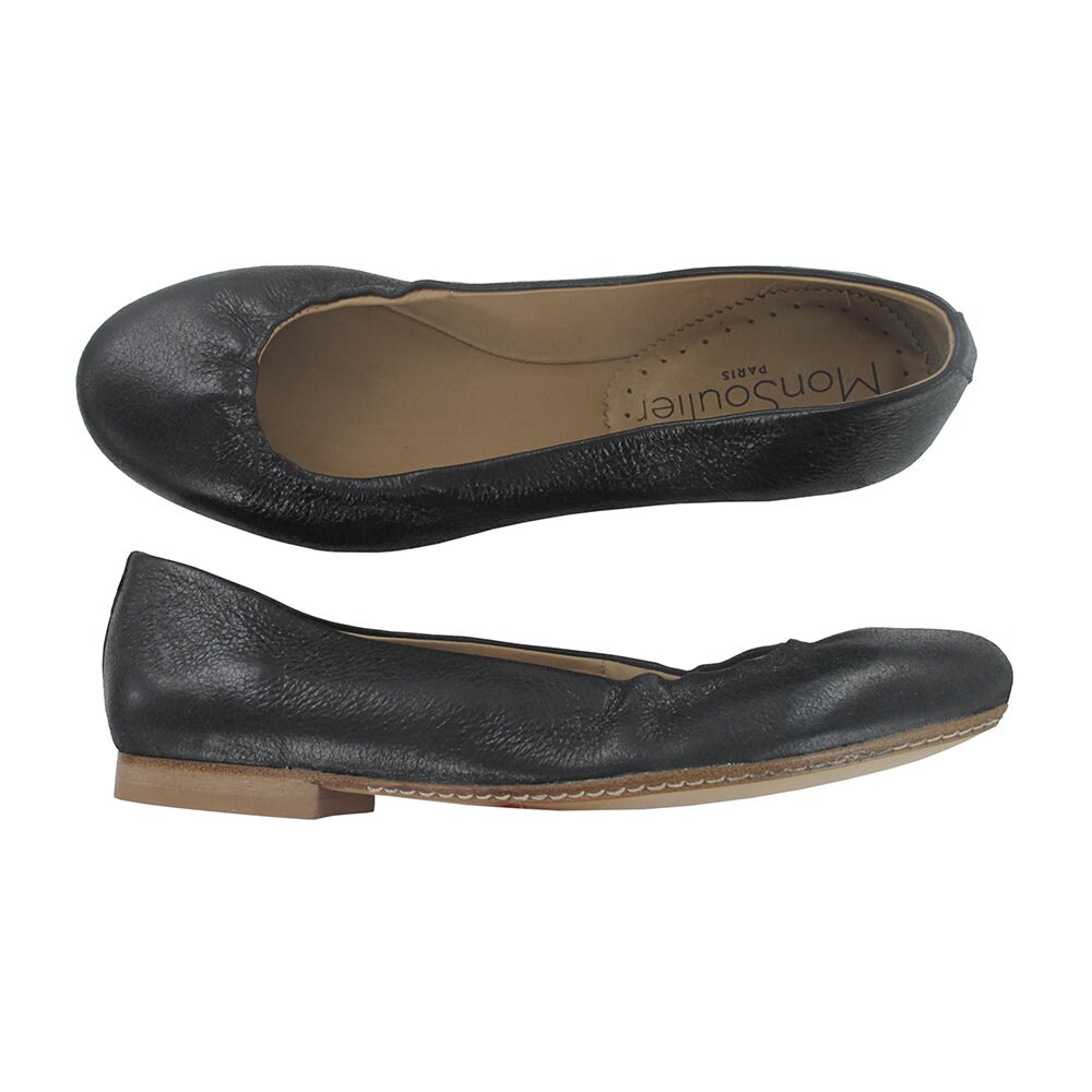 Black Leather Ballet Flats, Black Leather Ballet Flats, Women Ballet
