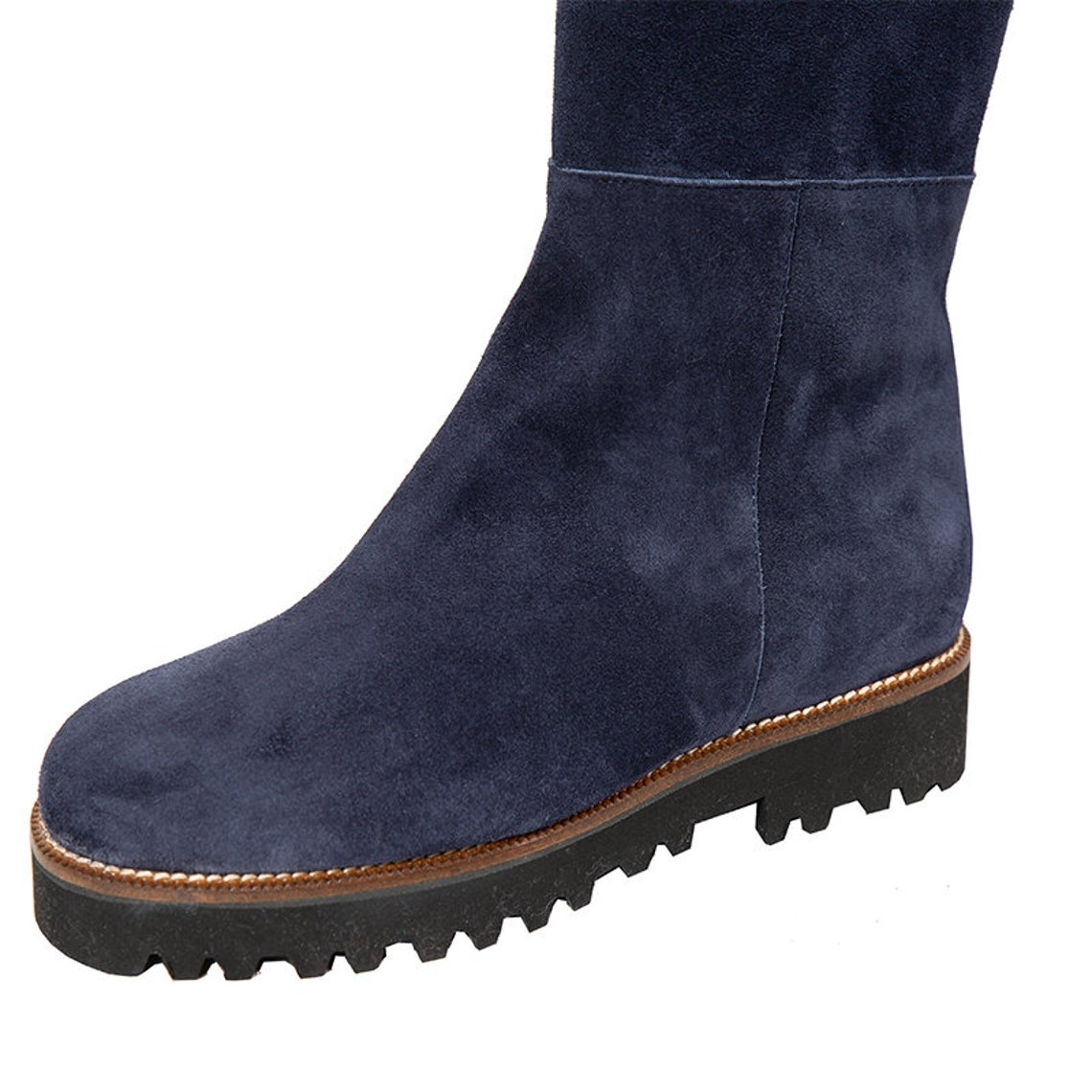 navy flat boots