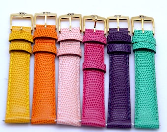 Correa de reloj de cuero vintage de los años 90 de 14 mm: hebilla dorada/plateada, fácil de conectar