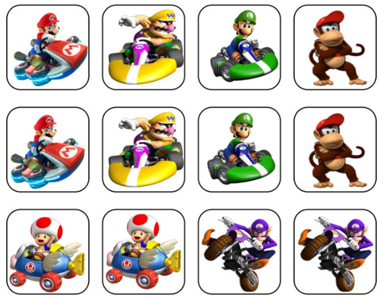 Printable Mario Kart Memory Match Game - Etsy