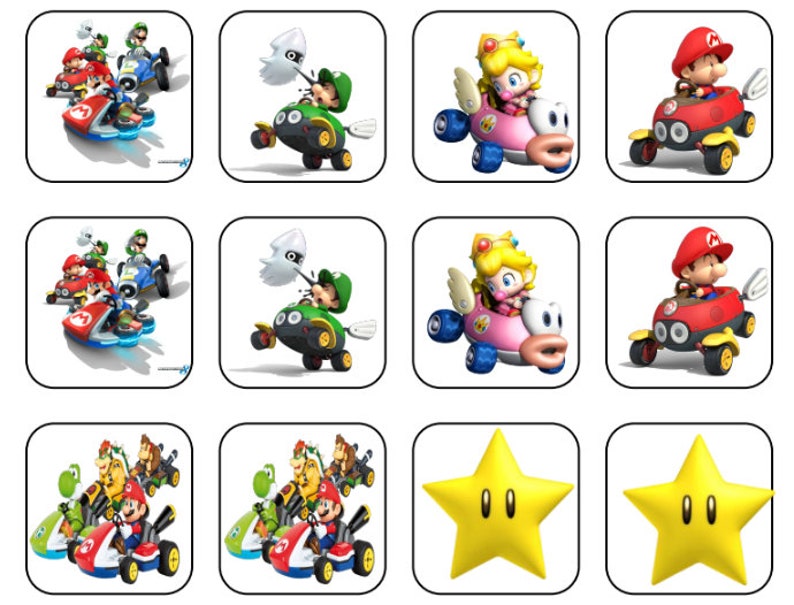 printable mario kart memory match game etsy