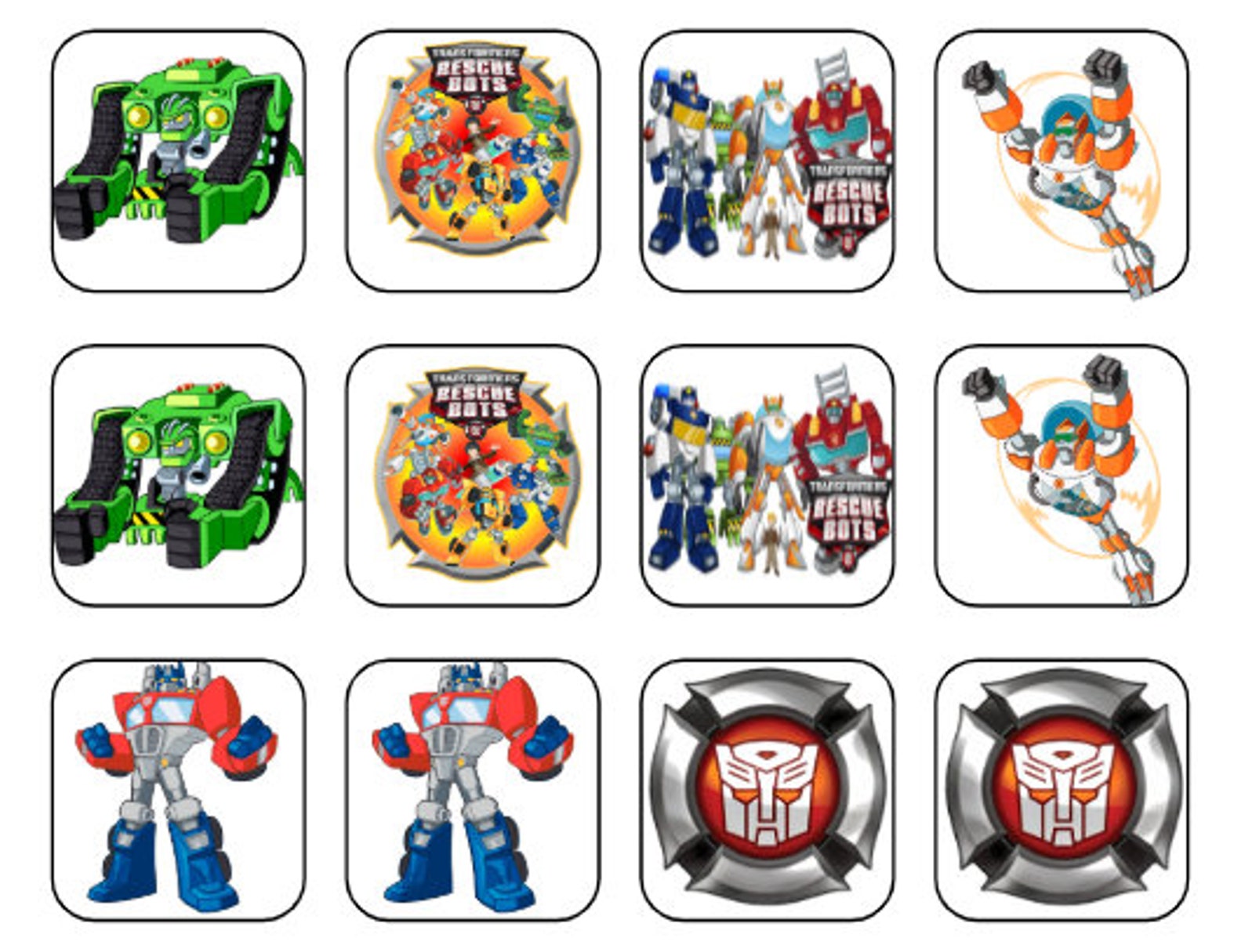 Printable Rescue Bots Memory Match Game - Etsy