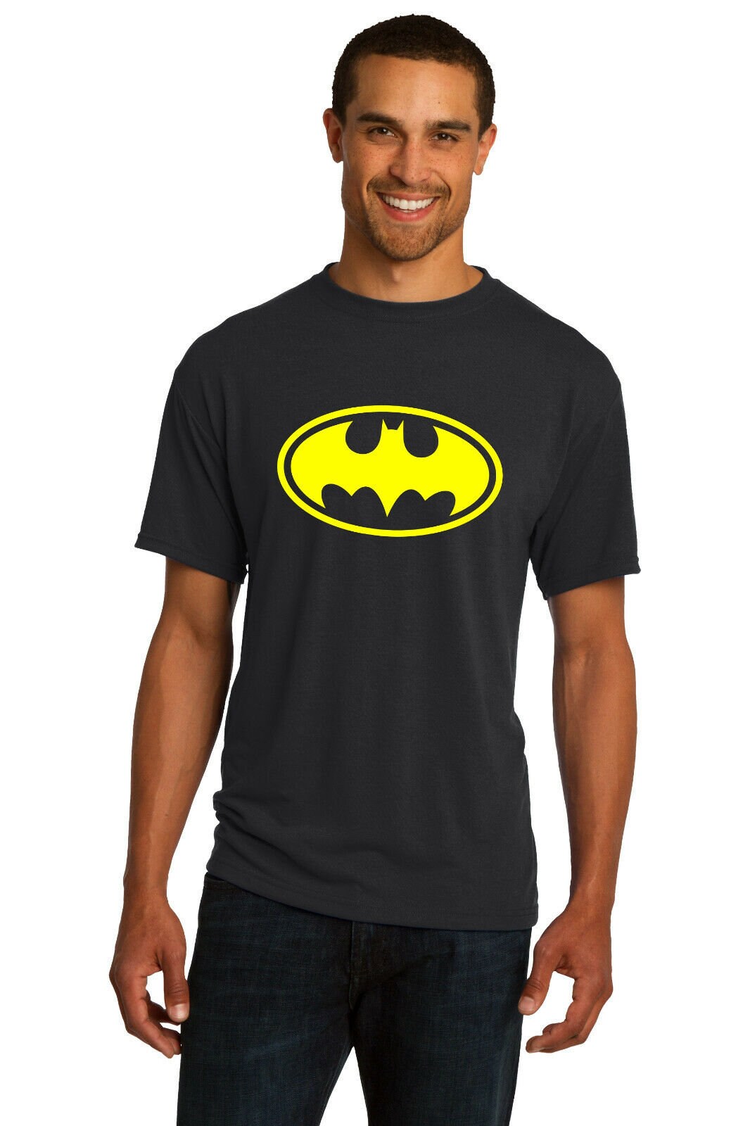 New Batman Logo Hat Black Cap Yellow 