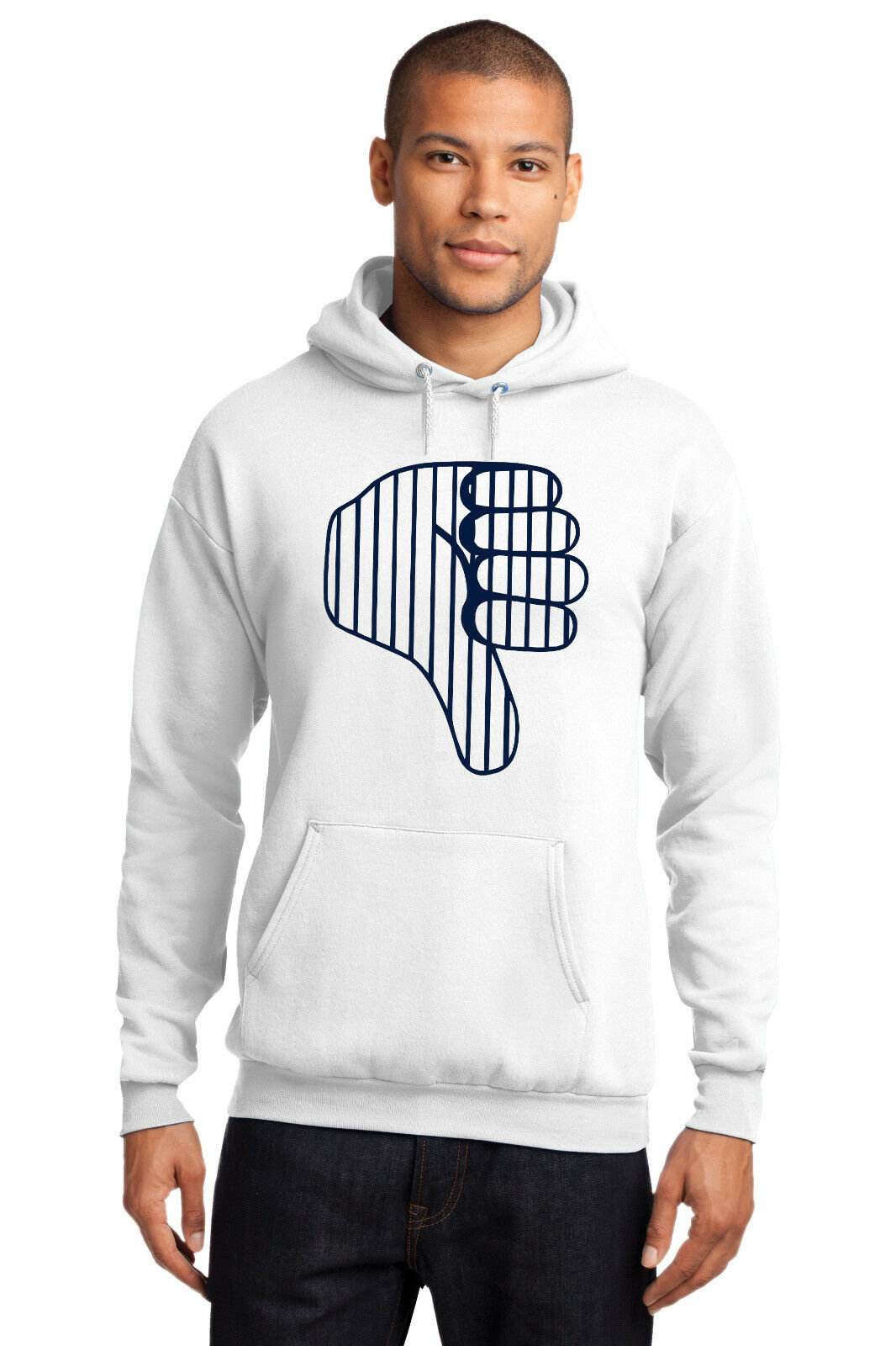 New York Yankees Thumbs Down Men's T-Shirt or Hoodie Sz s - 5XL Pinstriped