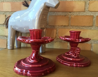 Keramik Kerzenständer Paar: Mid Century Modern Decor