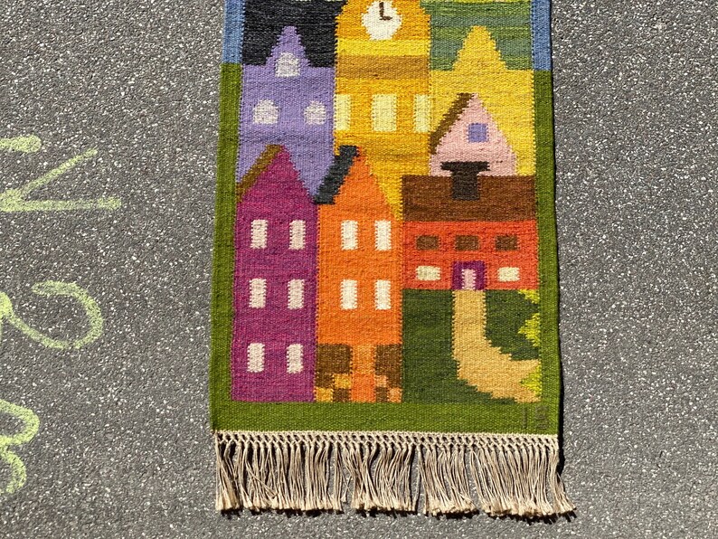 Swedish Flat Weave Tapestry / Wall Hanging Rug by Ingegerd Etsy
