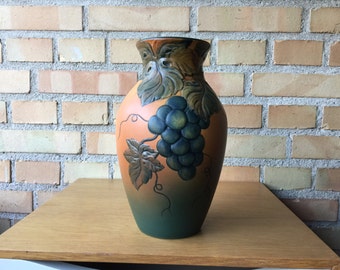 Danish Terracotta Vase: P. Ipsens Enke Wine Grape Pottery
