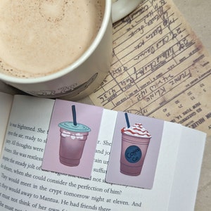 Iced Coffee or Frappe Magnetic Bookmark – Coffee Lover Book Accessory, Handmade Digital Art Reading Gift for Teens and Adults
