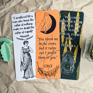 Marcapáginas de diosas de la mitología griega: regalo para amantes de los libros de fantasía, accesorios de lectura de arte digital hechos a mano para adolescentes y adultos, Ariadna y Circe.