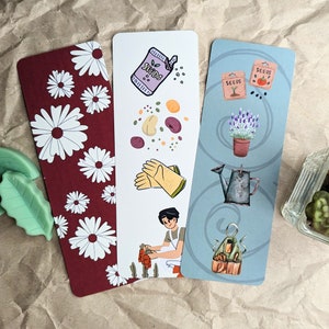 Frühling und Sommer Lesezeichen für Garten- und Pflanzenliebhaber, handgemachtes digitales Kunstgeschenk für Jugendliche und Erwachsene