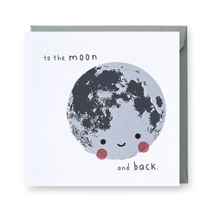 Carte amour, carte Je vous aime sur la lune et verso, carte Vers la lune et verso, carte d'anniversaire, carte de mariage, carte d'amitié, carte de Saint-Valentin