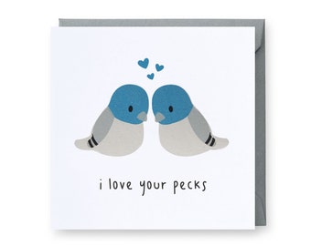I Love Your Pecks Card, Love Card, Valentines Card, Anniversary Card, Funny Anniversary Card, Birthday Card, Pecks Card, Punny Love Card